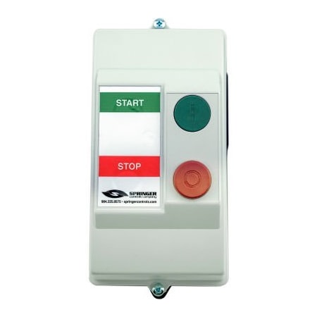 Springer Controls Co NEMA 4X Enclosed Motor Starter, 16A, 3PH, Remote Start, Start/Stop, 250-500V, 16-20A AF1606P4G-4I